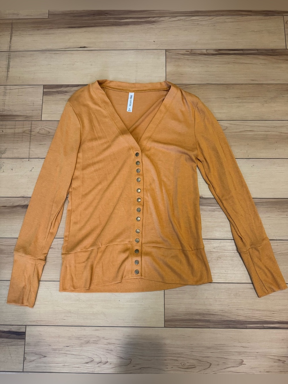 Zenana Outfitters Mustard Snap-Front V-Neck Top